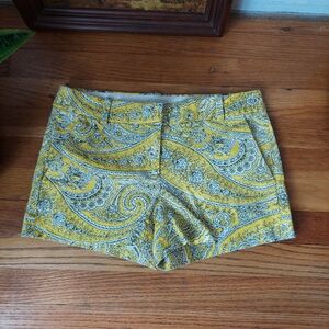 J. Crew Yellow Paisley High Waist Shorts US Size 4